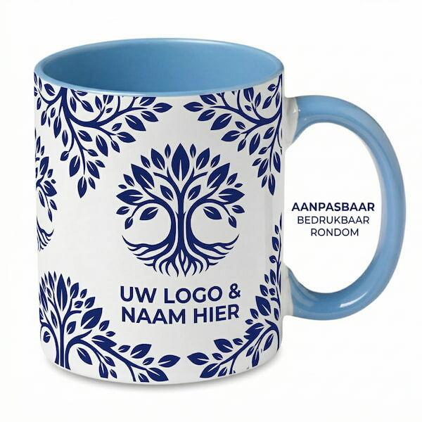 Keramische mok met een gekleurd binnenkant en oor
